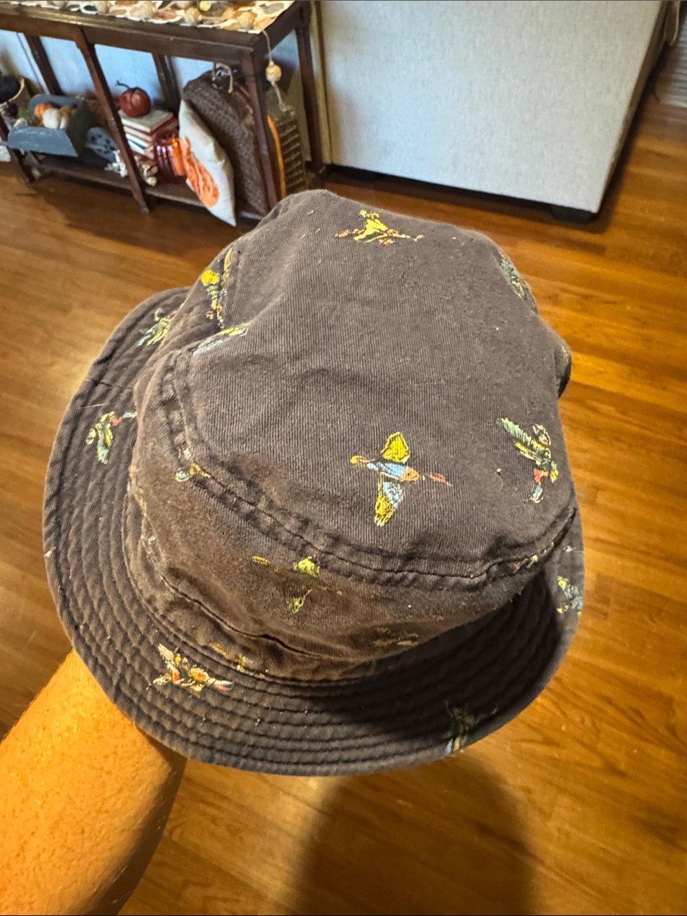 Vans Navy Bucket Hat with Multicolor Bird Print - Picture 2 of 3